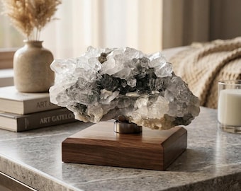 Green Chlorite Quartz Cluster: Himalayan Raw Crystal Healing Meditation Stone Specimen