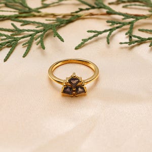 Elegant Iolite Ring, Blue Gemstone Ring, Silver Band Ring, 925 Sterling Silver Jewelry, Wedding Anniversary Gift, Ring Love Her