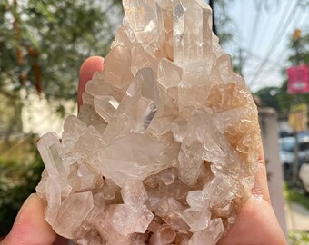 Natural Pink Quartz Cluster Raw Healing Crystal Mineral Specimen 450g