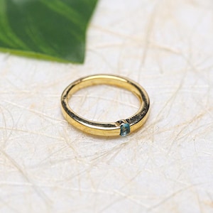 Genuine Blue Apatite Round Gem 925 Sterling Silver Band Ring, Minimalist Apatite Jewelry for Her, Unisex Boho Apatite Silver Ring JPR-422-24