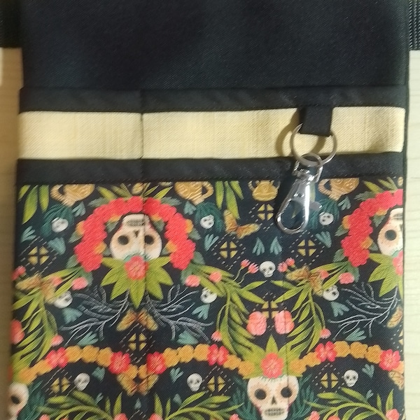 Skull Nurse Hip Pouch, Moths, Makeup Artist Bag, Veterinary Pocket, Multi Use Bag, Tool Belt, Organiser Pouch, Pencils, Gothic, floral, fun