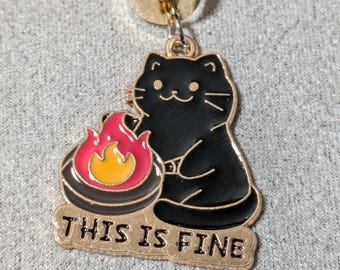 Cat Stethoscope Charm, Charm, Stethoscope, Nurse, Veterinary, Medicine, Gifts, Jewelry, Doctor, Black Cat, Flames, Happy Cat, Fine