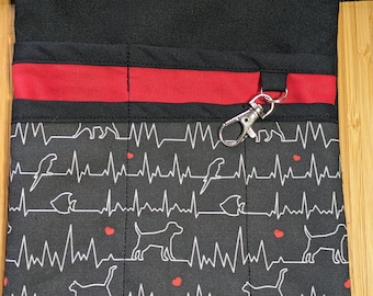 Animal Heartbeats ECG Nurse Hip Pouch Bag, Makeup Artist Bag, Veterinary Pocket, Multi Use, Tool Belt, Pencil Organiser, Dogs, Pets