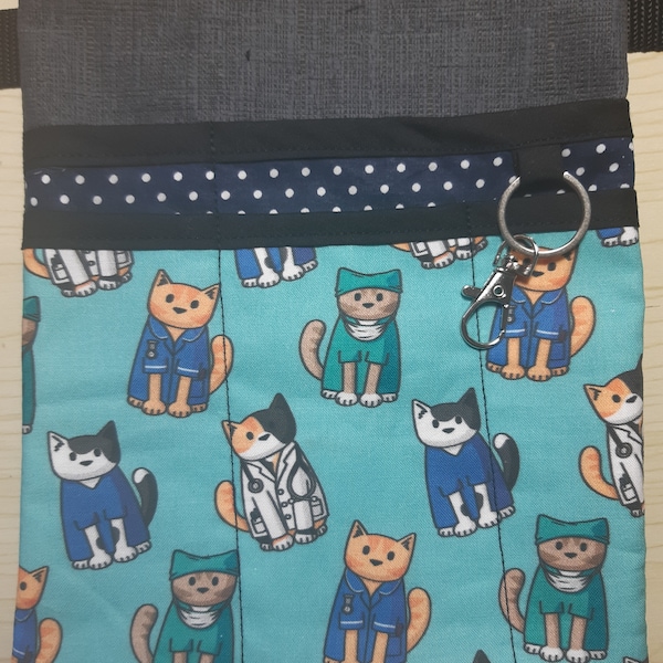 Medical Cats Nurse Hip Pouch Bag, Makeup Artist, Veterinary Pocket, Multi Use, Tool Belt, Pencil Organiser, Recycled, Kittens, Cute, Scrubs