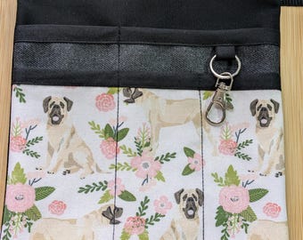 Mastiff Krankenschwester, Hüfttasche, Make-up-Künstlertasche, Veterinärtasche, Mehrzwecktasche, Werkzeuggürtel, Bleistiftorganisator, Mastiff, Hunde, Blumen