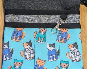 Medical Cats Nurse Hip Pouch Bag, Makeup Artist, Veterinary Pocket, Multi Use, Tool Belt, Pencil Organiser, Recycled, Kittens, Cute, Scrubs