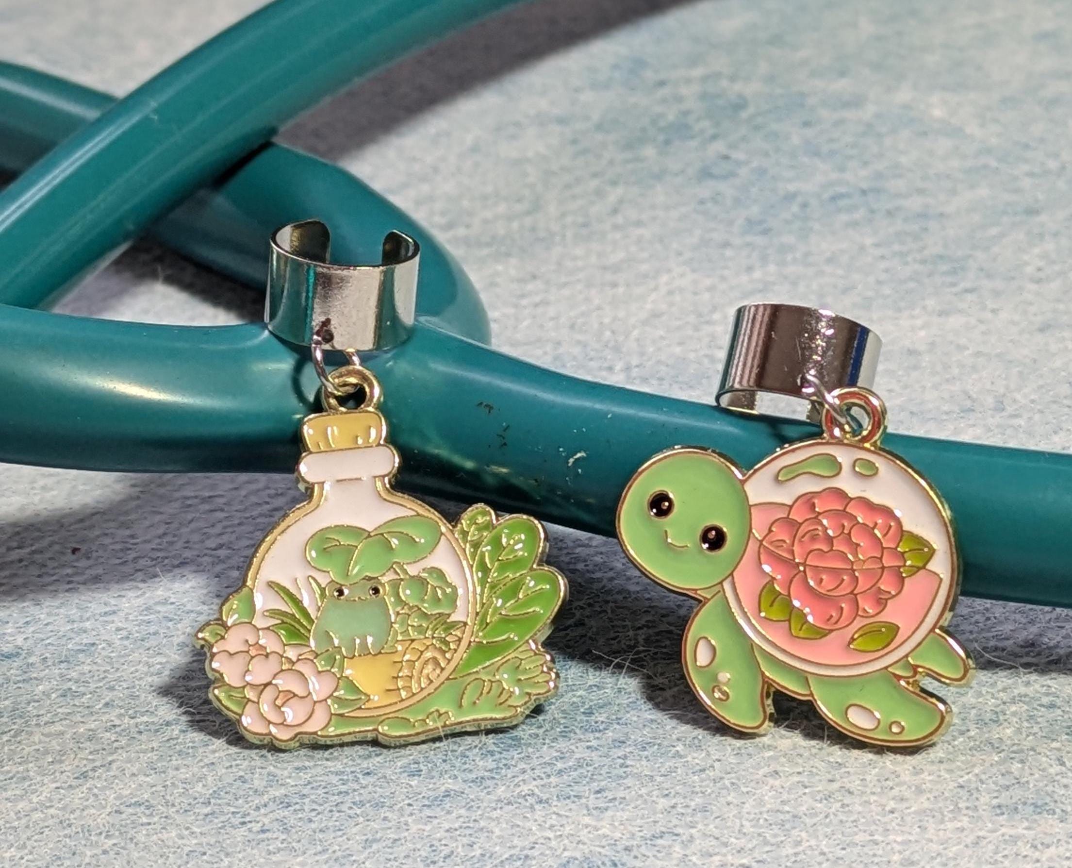 Cute Stethoscope Charm, Charm, Stethoscope, Nurse, Veterinary, Medicine, Gifts, Jewelry, Doctor, Sea Turtle, Frog, Terrarium, rose
