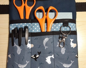 Whales Nurse Hip Pouch, Makeup Artist Bag, Veterinary Pocket, Multi Use, Tool Belt, Pencil Organiser, Narwhal, Sea Creatures, Orca, Nautical
