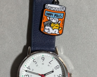 Montre gousset chat, montre infirmière, montre chat, chat, chat noir, cadeau infirmière