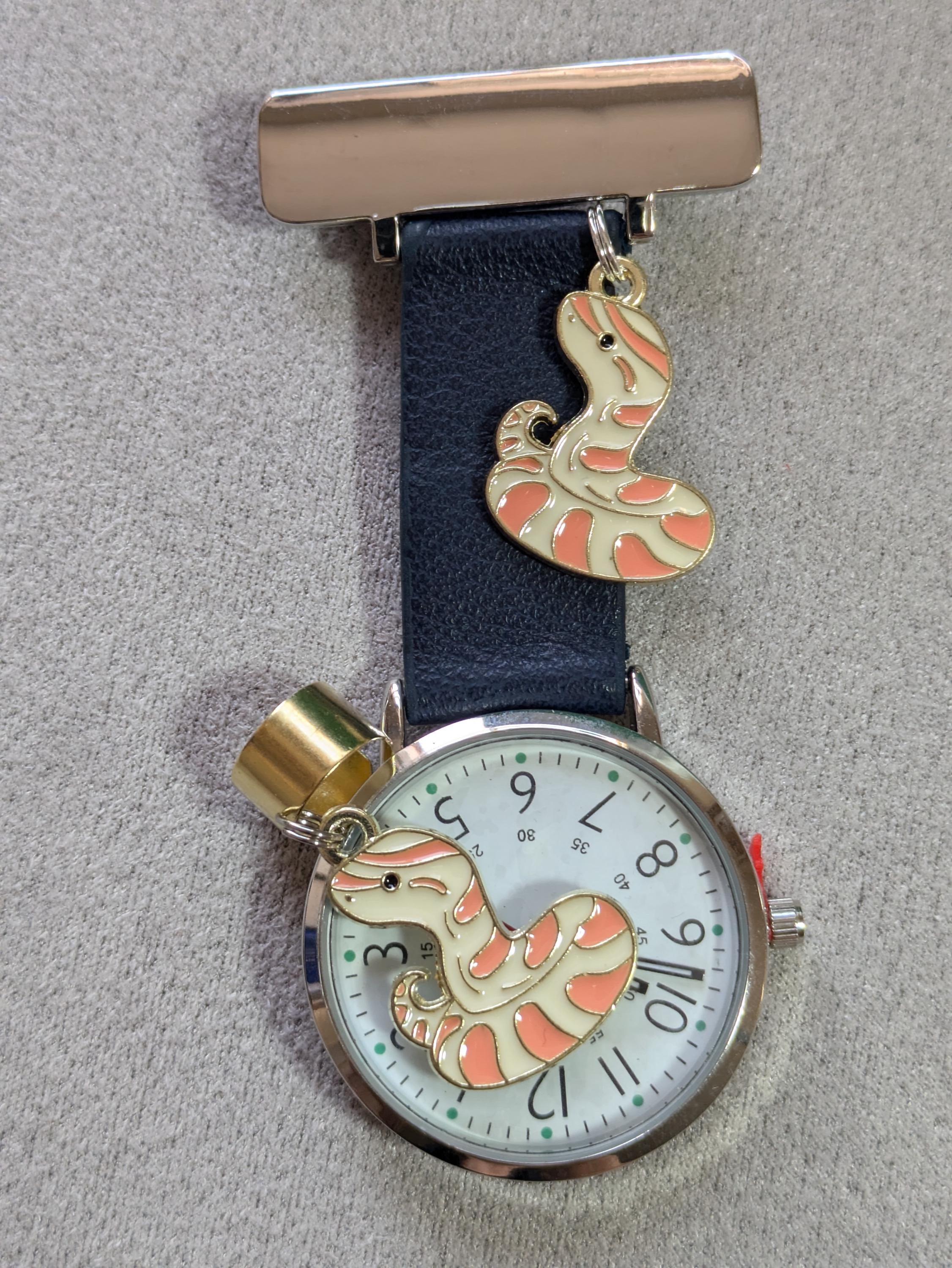 5 Orologi Da Tasca Per Infermiera Con Clip - Lancette Luminose - Colori Bianco, Argento, Blu, Rosa, Nero - 2