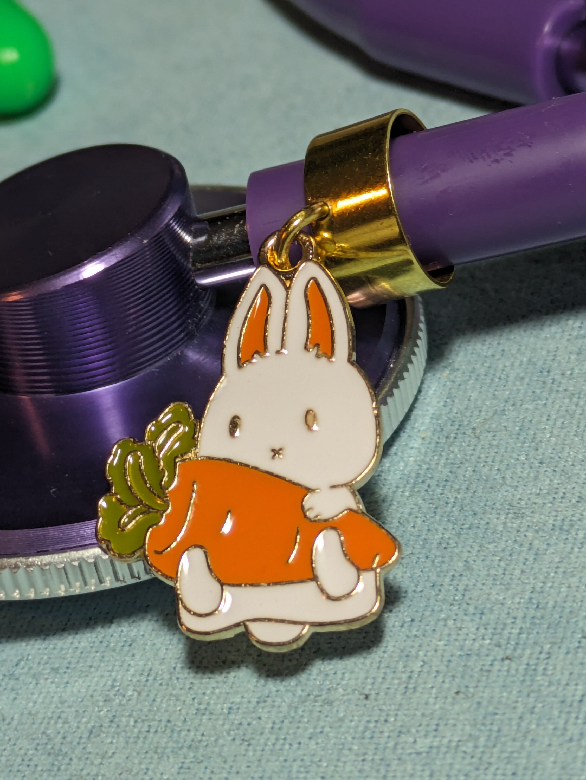 Stethoscope Charm Clip - Pink Rabbit Girl Medical Gift For Nurses & Doctors