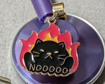 Cat Stethoscope Charm, Charm, Stethoscope, Nurse, Veterinary, Medicine, Gifts, Jewelry, Doctor, Black Cat, Flames, Angry Cat