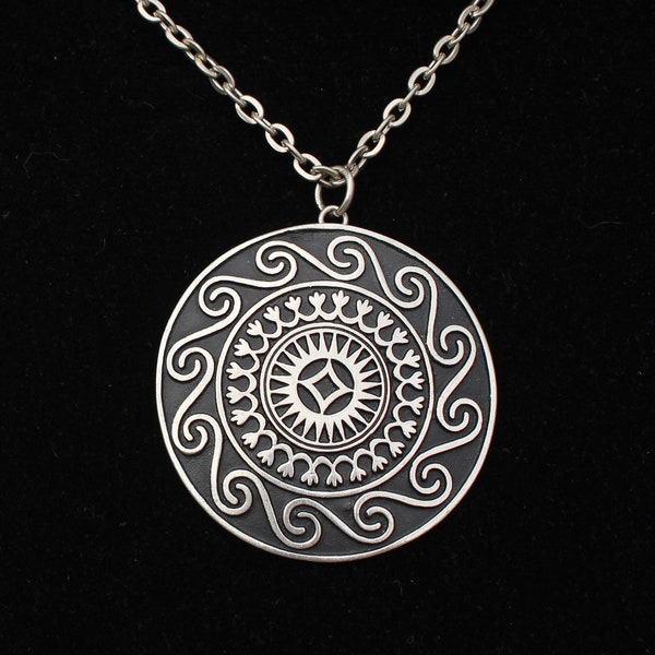 Börje Tennung vintage large handmade pewter pendant necklace Sweden, Scandinavian jewelry