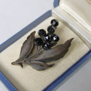 Victorian Floral Vulcanite & Jet Mourning Brooch