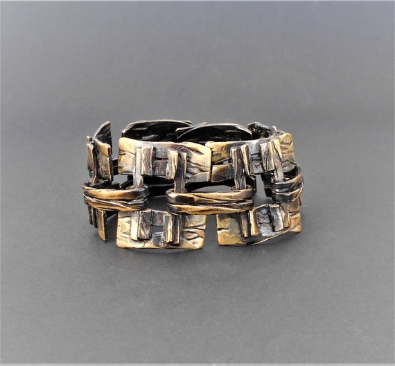 1970s Karl Laine large modernist bronze bracelet … - image 1