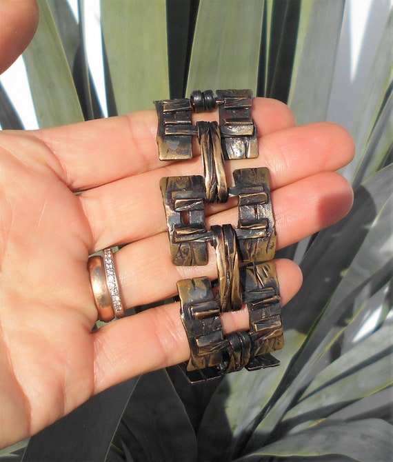 1970s Karl Laine large modernist bronze bracelet … - image 5