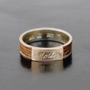 Victorian memorial mourning woven ornamental hair work band ring Sweden