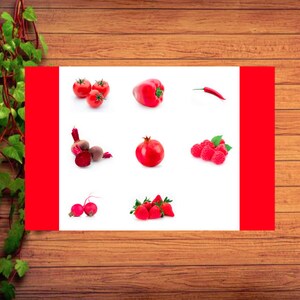 Tarjetas Montessori de combinación de colores para frutas y verduras / Tarjetas Montessori / PDF imprimible