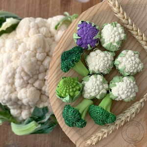 Cauliflower Broccoli Romanesco miniature. Educational toys. Montessori and Waldorf toys. Mini Kitchen food 1:6 scale