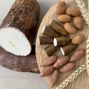 Potato Sweet potato Yucca miniature. Educational toys. polimer clay vegetables. Montessori and Waldorf toys. Dollhouse food
