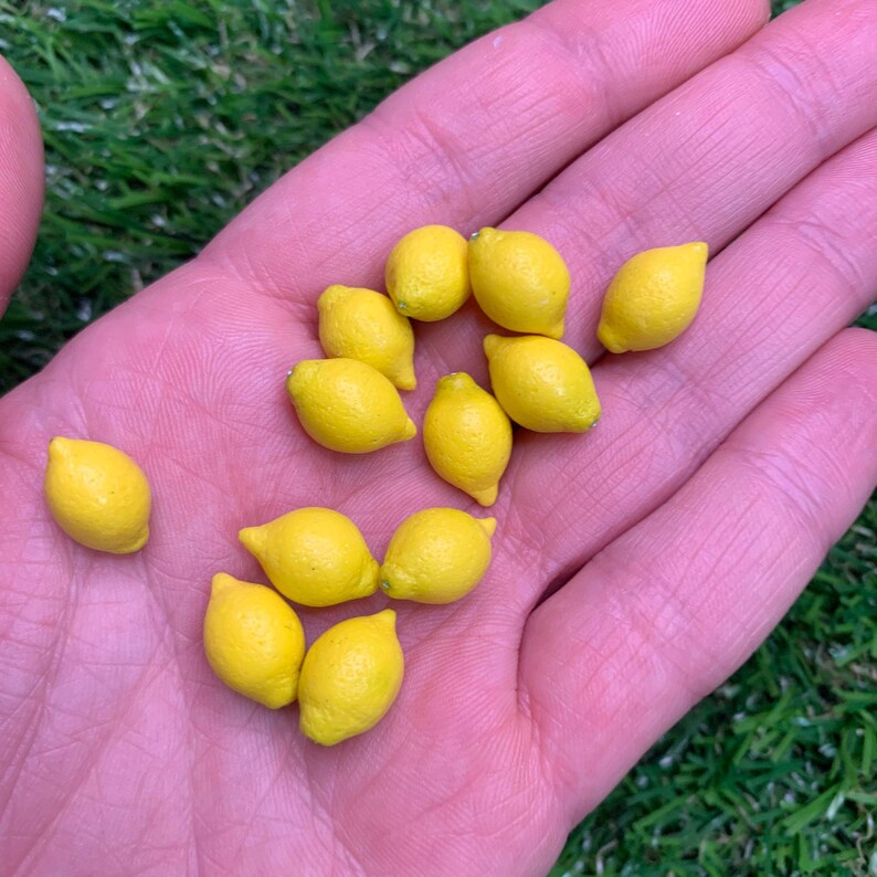 Pu&ograve; includere: Una collezione di undici figurine in miniatura a forma di limone giallo. Ogni piccolo pezzo giallo brillante presenta una superficie ruvida e un'estremit&agrave; appuntita, che imita l'aspetto di un vero limone in scala notevolmente ridotta.