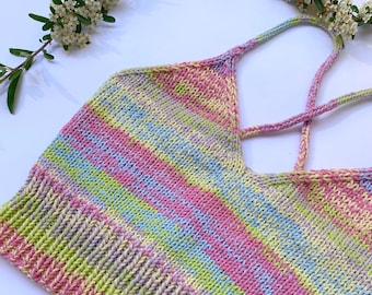 Knitting pattern (ENG/ESP) |Cruel Summer Top | Beginner | Knit top | Knit bralette pattern