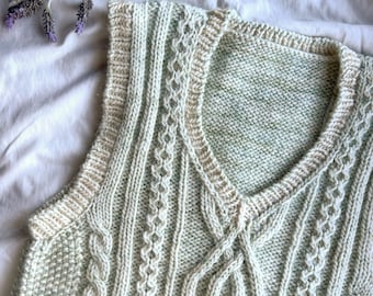 Sage Vest | MADE TO ORDER | Hand knitted wool vest