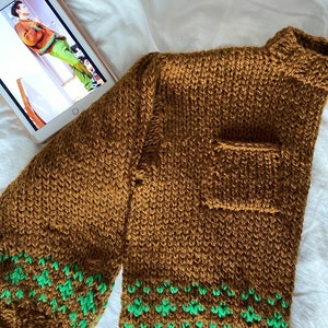 Knitting pattern Eng The Kiwi Sweater as worn by HS Beginner Knitting Pattern Knit Sweater, Knit Sweater Pattern image 3