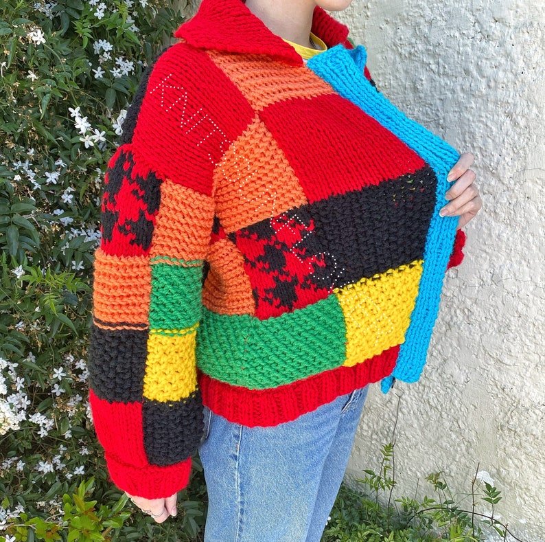 Harry Styles inspired patchwork cardigan JW Anderson hand