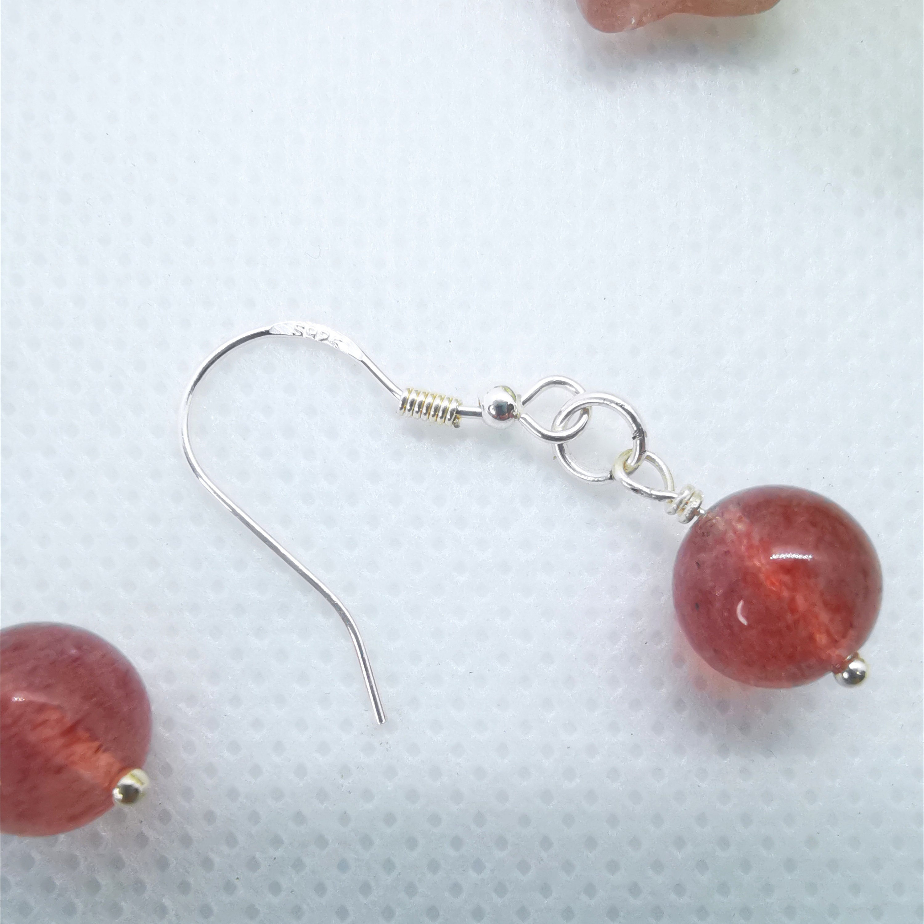 Strawberry Quartz Jewelry Set Crystal Bracelet and Earrings Etsy UK