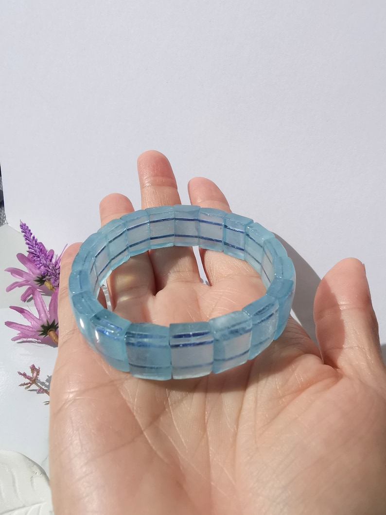 Gift for Her Aquamarine; Women Crystal Bracelet; Chakra Throat; March Birth Stone; Crystal for Communication