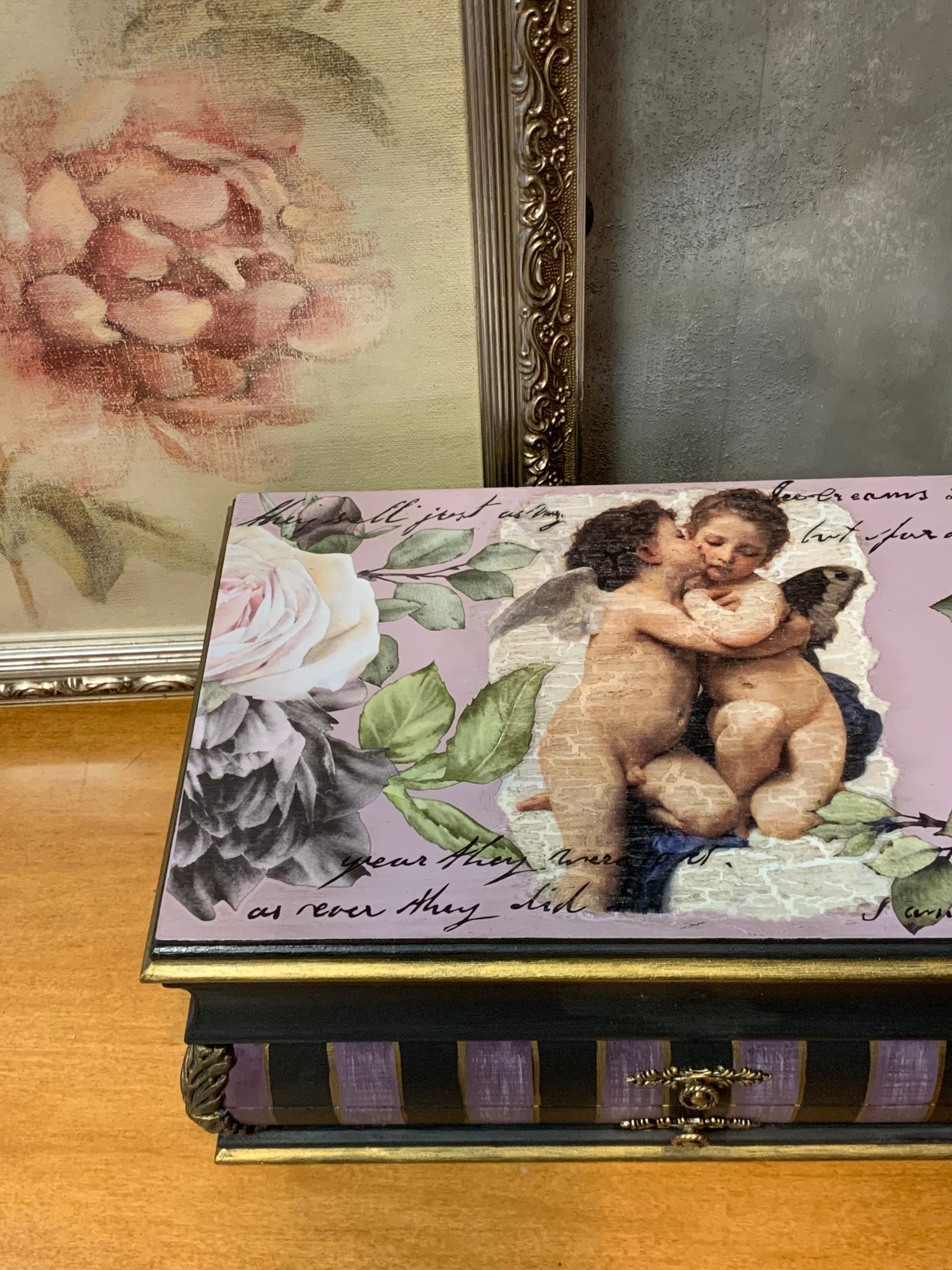 Almacenamiento de joyas caja de joyas pintado a mano madera | Etsy