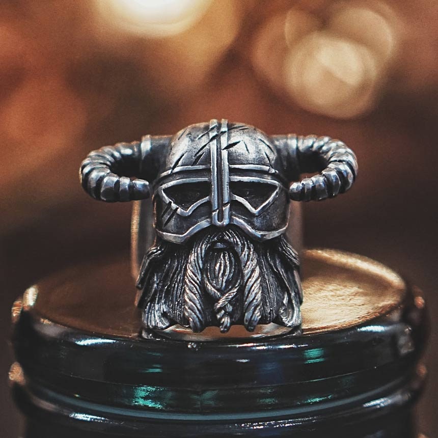 Scandinavian Warrior Nordic Mythology Viking Horned Helmet Ring