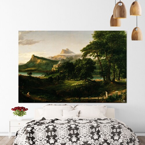 Thomas Cole - The shops Course of Empire The Arcadian or Pastoral State 1836 - %100 Oil Painting - Renaissance Canvas Wall Art - Hand Painted