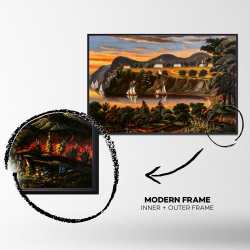Thomas Chambers - View of Hudson shops River at West Point - %100 Oil Painting - Renaissance Canvas Wall Art -Hand Painted Wall Art
