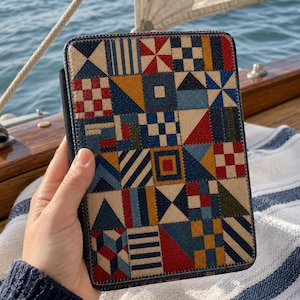 Quilt Patchwork Pattern Kindle Case | Geometric Quilted E-Reader Cover