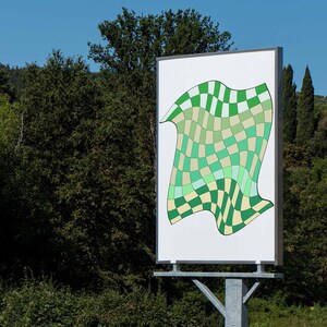 Funky Wall Art - Checkerboard Art - Decoración ecléctica del hogar - Original Art Print - Green Decor - Trendy Poster