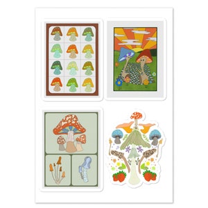 Fungi Illustration Sticker Sheet - Mushroom Sticker Pack - Cottage Core Sticker Pack - Nature Stickers - Hand Drawn Sticker - Stickers