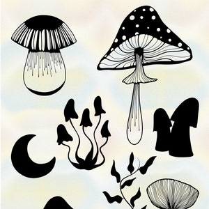 Mushroom PNG SVG Pack - Vintage Retro File Collection - Craft Supplies - Fungi Nature PNG - Aangepast tshirt - Trendy Halloween svg