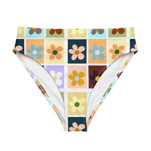 Retro Bikini - Recycled High-Waisted Bikini bottom - Vintage Bikini - Floral Design - Eco Friendly - Floral Pattern - Athletic Bikini Bottom