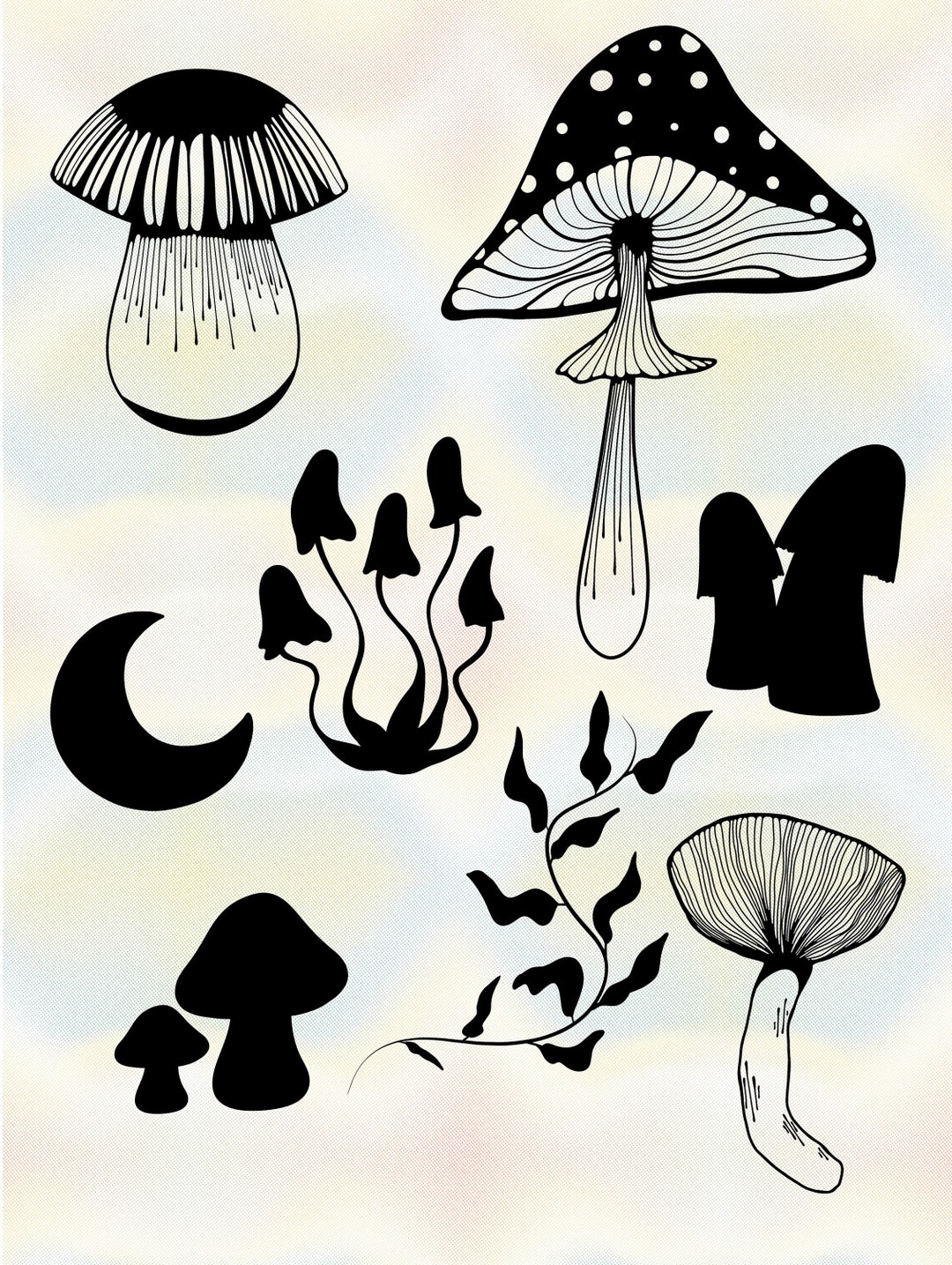 Mushroom PNG SVG Pack Vintage Retro File Collection Craft Supplies