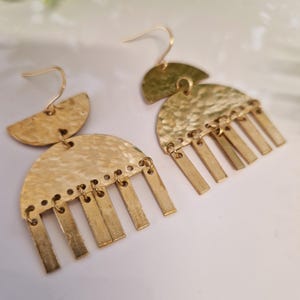Brass Earrings Moon, Brass Earrings in the UK & USA, Boho Earrings, Statement Brass Earrings, Geometric Earrings, Gold Brass Drop earrings,