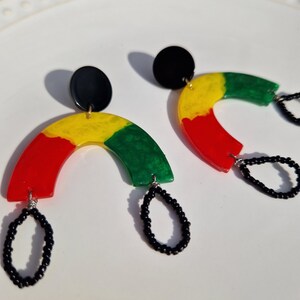 Rasta Earrings For women  Rasta Colored Earrings Rastafarian colours Earrings Reggae Earrings Rasta Africa Style Jamaica Earrings for ladies