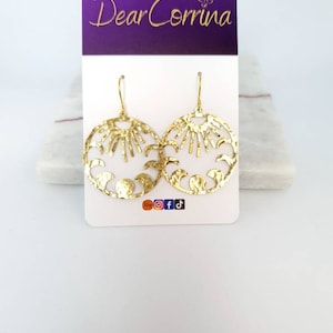 Elegant Sun And Moon Earrings Beaten Brass Earrings Gold Celestial Earrings Sun Earrings Circle Disc Earrings Statement Earrings Etsy Shop