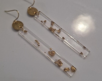 Transparent Rectangle Bar Earrings Gold Statement Earrings Geometric Earrings Stick Earrings, Contemporary Minimal, Simple Earrings,
