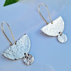 Brass Earrings Moon, Brass Earrings in the UK & USA, Boho Earrings, Statement Brass Earrings, Geometric Earrings, Gold Brass Drop earrings,