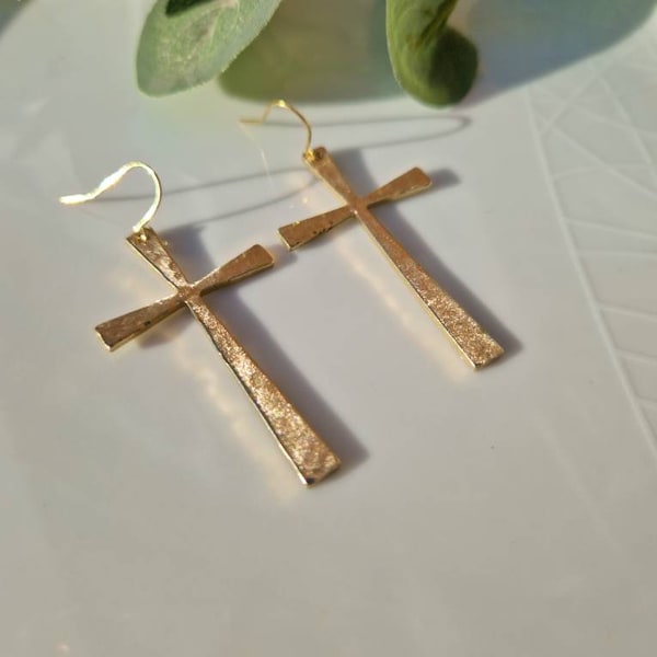 Gold Cross Earrings Etsy