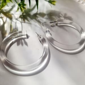 Lucite Earrings Hoops , Resin Clear Hoop Earrings , Transparent Hoop Earrings,  Hypoallergenic Hoops, Chunky Hoop Earrings  Etsy Shop