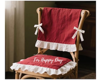 Custom Ruffle Cotton Chair Cover with Seat Pad