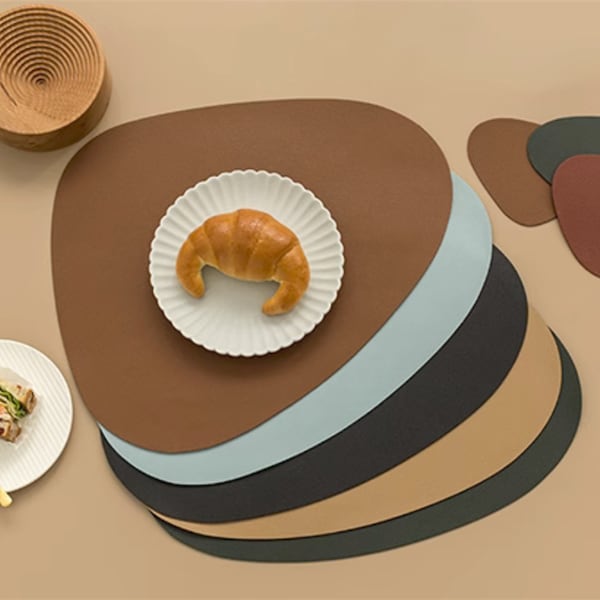 PU-Leder Platzsets - Untersetzer für Schüsseln - Untersetzer für den Tisch - Küchenutensilien - Dinner-Sets - Ovale Tischsets